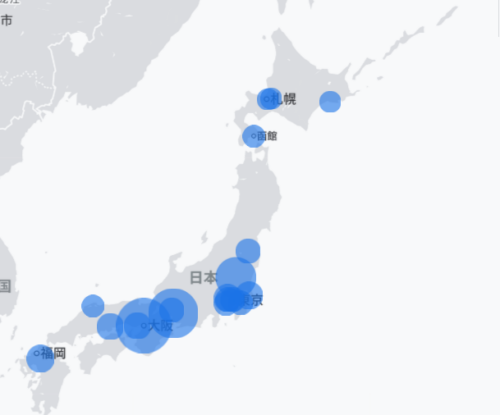ポイ活日記15で迷探偵・灯子と一緒に全国の読者が走っていたことを示す日本地図のアクセス分布。