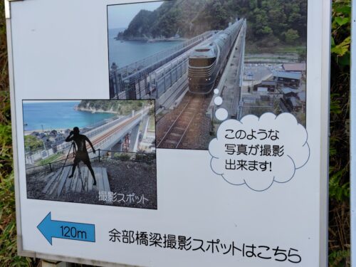 余部橋梁撮影スポット案内板